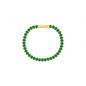 Βραχιόλι Ριβιέρα Excite Fashion Jewellery, με οβάλ πράσινα  ζιργκόν από επιχρυσωμένο ανοξείδωτο ατσάλι. B-YH619A-GREEN-G-95