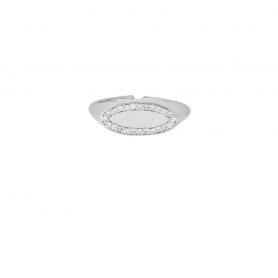 Οβάλ δαχτυλίδι σεβαλιέ Excite Fashion Jewellery,  με λευκά ζιργκόν, από επιπλατινωμένο ασήμι 925.  D-65-AS-S-11
