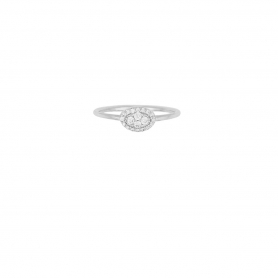Δαχτυλίδι  Excite Fashion Jewellery, οβάλ , με λευκά  ζιργκόν,  από επιπλατινωμένο ασήμι 925. D-70-AS-S-5