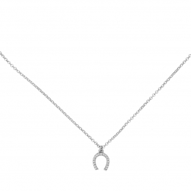 Κολιέ πεταλάκι Excite Fashion Jewellery από επιπλατινωμένο ασήμι 925, το οποίο κοσμούν λευκά ζιργκόν. K-104-AS-S-77