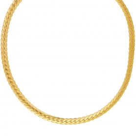 Κολιέ αλυσίδα κουρμέτ Excite Fashion Jewellery πυκνής πλέξης από επιχρυσωμένο ανοξείδωτο ατσάλι. N-YH269A-G-65