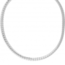 Κολιέ αλυσίδα κουρμέτ Excite Fashion Jewellery πυκνής πλέξης από επιπλατινωμένο ανοξείδωτο ατσάλι. N-YH269A-S-65