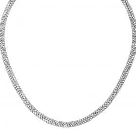 Κολιέ διπλή αλυσίδα κουρμέτ Excite Fashion Jewellery από επιπλατινωμένο ανοξείδωτο ατσάλι.  N-YH106A-S-65