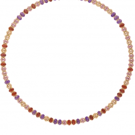 Κολιέ choker ριβιέρα Excite Fashion Jewellery με οβάλ πολύχρωμα ζιργκόν από ανοξείδωτο επιχρυσωμένο ατσάλι. N-YH584A-COLORFUL-G-145