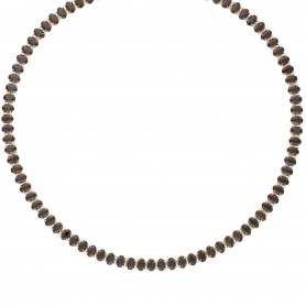 Κολιέ choker ριβιέρα Excite Fashion Jewellery με οβάλ μαύρα ζιργκόν από ανοξείδωτο επιχρυσωμένο ατσάλι. N-YH584A-BLACK-G-145