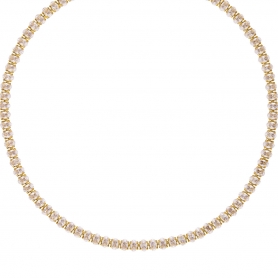 Κολιέ choker ριβιέρα Excite Fashion Jewellery με οβάλ λευκά  ζιργκόν από ανοξείδωτο επιχρυσωμένο ατσάλι. N-YH584A-WHITE-G-145
