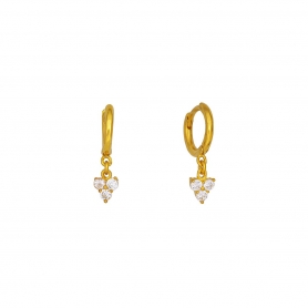 Σκουλαρίκια κρικάκια Excite Fashion Jewellery  με κρεμαστό μοτίφ και ζιργκόν από επιχρυσωμένο ασήμι 925.S-10-G-65