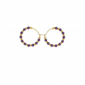 Κρίκοι Excite Fashion Jewellery, με μώβ  κρυσταλλάκια και  χρυσές χάντρες από ανοξείδωτο επιχρυσωμένο ατσάλι. S-1713-01-24-65
