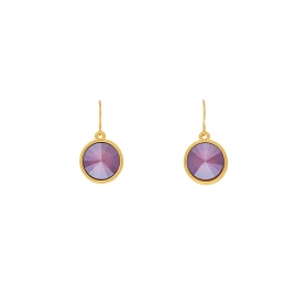 Χειροποίητα σκουλαρίκια Excite Fashion Jewellery με μοβ  κρύσταλλο Swarovski από επιχρυσωμένο ατσάλι . S-848-01-01-5