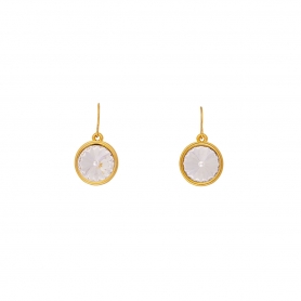 Χειροποίητα σκουλαρίκια Excite Fashion Jewellery με λευκό κρύσταλλο  Swarovski από επιχρυσωμένο ατσάλι  S-848-01-25-5