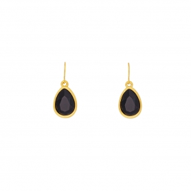 Σκουλαρίκια Excite fashion jewellery σταγόνα από ανοξείδωτο επίχρυσο ατσάλι με μαύρο κρύσταλλο Swarovski S-852-01-06-8