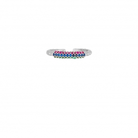 Δαχτυλίδι μισόβερο Excite Fashion Jewellery, με πολύχρωμα  ζιργκόν από επιπλατινωμένο ασήμι 925. D-76-MYLTI-S-79