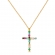 Κολιέ σταυρός της Excite Fashion Jewellery,  στολισμένος με πολύχρωμα  ζιργκόν  από επιχρυσωμένο ασήμι 925.  K-117-AS-MYLTI-13