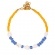 Χειροποίητο βραχιόλι της Excite Fashion Jewellery, με κοχυλάκια, κίτρινες  και μπλε-λευκές ριγέ χάντρες. B-1762-16
