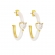 Λευκοί κρίκοι με σμάλτο, καρδιά με λευκό κρύσταλλο, από ανοξείδωτο επιχρυσωμένο ατσάλι, της Excite Fashion Jewellery. E-1205A-WHITE-65