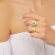 Δαχτυλίδι Excite Fashion Jewellery  επιχρυσωμένο ασήμι 925, με λευκά ζιργκόν. D-19-AS-G-15