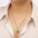 Κολιέ Excite Fashion Jewellery με πλεκτή αλυσίδα και κρεμαστό μοτιφ διακοσμημένο με πράσινη πέτρα σταγόνα από επιπλατινωμένο ανοξείδωτο ατσάλι. N-69-73S
