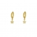 Κρικάκια Excite Fashion Jewellery με κρεμαστά αστεράκια και λευκά ζιργκόν από επιχρυσωμένο ασήμι 925. S-67-G-78
