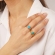 Δαχτυλίδι Excite Fashion Jewellery  πομπέ με ραβδώσεις και τυρκουάζ πέτρα από ανοξείδωτο  ατσάλι (δεν μαυρίζει) R-6-45-S