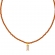 Κολιέ από επίχρυσο ανοξείδωτο ατσάλι της Excite Fashion Jewellery με πορτοκαλί  γυάλινες χάντρες και ατσάλινο στοιχείο με μπέζ ζιργκόν. K-1702-01-25-99