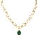 Κολιέ από ανοξείδωτο επιχρυσωμένο ατσάλι της Excite Fashion Jewellery,  αλυσίδα με κρεμαστή πράσινη σταγόνα από κρύσταλλο.  K-1716-01-18-89