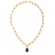Κολιέ από ανοξείδωτο επιχρυσωμένο ατσάλι της Excite Fashion Jewellery,  αλυσίδα με κρεμαστή πράσινη σταγόνα από κρύσταλλο.  K-1716-01-18-89