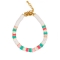 Βραχιόλι Boho της Excite Fashion Jewellery, με  λευκές, τιρκουάζ, ροζ, φούξια και χρυσές πλακέ πέτρες. B-110443-45