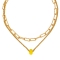 Διπλό κολιέ Excite Fashion Jewellery με κίτρινη χάντρα και διαμανταρισμένη αλυσίδα με οβάλ κρίκους  από επιχρυσωμένο ανοξείδωτο ατσάλι. K-1719-01-16-79