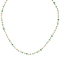 Kολιέ από την Excite fashion jewellery, ροζάριο με γυάλινη γαλαζοπράσινη πέτρα ταγιέ, χρυσές μπίλιες  και  ατσάλινη ανοξείδωτη επίχρυση αλυσίδα. KE-1802-01-TYRK-89