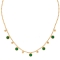 Κομψό κολιέ από την Excite fashion jewellery, αλυσίδα dots με κρεμαστά στοιχεία και πράσινα κρυσταλλάκια από επιχρυσωμένο ανοξείδωτο ατσάλι. N-YH1204A-GREEN-65