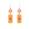 Χειροποίητα κρεμαστά σκουλαρίκια από την Excite Fashion Jewellery στολισμένα με φούξια κρύσταλλο και μοτίφ  με πορτοκαλί σμάλτο. S-1727-01-23-89