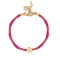 Χειροποίητο βραχιόλι της Excite Fashion Jewellery με φούξια-χρυσό  κορδόνι και ματάκι με λευκό σμάλτο. B-1719-01-32-4