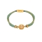 Χειροποίητο βραχιόλι της Excite Fashion Jewellery με πράσινο χρυσό κορδόνι και στοιχείο με μελί κρύσταλλο και χάντρες. BM-1714-01-08-79