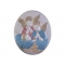 Ασημένια Καθολική Εικόνα Αγγελούδια Οβάλ Μπλε - Ανοιχτό Κόκκινο 4.4x5.4 Καφέ