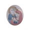 Ασημένια Καθολική Εικόνα Αγία Οικογένεια Οβάλ Μπλε - Ανοιχτό Κόκκινο 8.6x10.6 Καφέ
