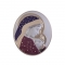 Ασημένια Καθολική Εικόνα Ευλογημένη Μητέρα Οβάλ Μπλε - Σκούρο Κόκκινο 8.6x10.6 Λευκό