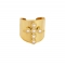 Κομψό δαχτυλίδι από την Excite Fashion Jewellery  στολισμένο με ανάγλυφο σταυρό και λευκά ζιργκόν από ανοξείδωτο επιχρυσωμένο ατσάλι. R-YH1982-G-65