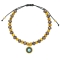 Bραχιόλι με καφέ χάνδρες, χρυσά κυβάκια, και  κρεμαστό ματάκι με σμάλτο από την Excite Fashion Jewellery. B-1423-05-1215-5