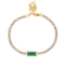 Βραχιόλι επιχρυσωμένο ανοξείδωτο ατσάλι (δεν μαυρίζει), με πράσινο ορθογώνιο ζιργκόν και λευκά μονόπετρα ζιργκόν,  της  Excite Fashion Jewellery. B-2302035-GREEN-65