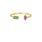 Δαχτυλίδι από επιχρυσωμένο ασήμι 925,  ανοιχτό, στολισμένο στις άκρες του με πράσινο και  φούξια ζιργκόν,  από την Excite Fashion Jewellery. D-2-G-65