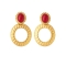 Σκουλαρίκια  από ανοξείδωτο (δεν μαυρίζει) επιχρυσωμένο ατσάλι, ανάγλυφα με κόκκινη πέτρα,  της Excite Fashion Jewellery. E006-2-G-75