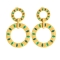 Σκουλαρίκια, από ανοξείδωτο (δεν μαυρίζει) επιχρυσωμένο ατσάλι, ασύμμετροι κρίκοι με πράσινο σμάλτο, της Excite Fashion Jewellery. E019-GREEN-G-99