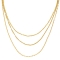 Κολιέ τριπλή αλυσίδα, με διαφορετικό σχέδιο η κάθε μια  από επιχρυσωμένο ανοξείδωτο  ατσάλι, της Excite Fashion Jewellery. N-21471-G-65