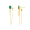 Σκουλαρίκια κρεμαστά  επιχρυσωμένο ασήμι 925, πράσινα ζιργκόν σταγόνα, με κρεμαστή αλυσίδα η οποία κοσμείται με λευκά ζιργκόν, της Excite Fashion Jewellery. S-41-1-G-95