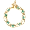 Χειροποίητο διπλό βραχιόλι με γυάλινες πράσινες οβάλ πέτρες, και οβάλ επίχρυση αλυσίδα από ανοξείδωτο ατσάλι, της Excite Fashion Jewellery. B-1735-01-18-6