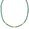 Κολιέ χειροποίητο, με πράσινες χάνδρες, επίχρυσο μοτιφ κύβο και ανάγλυφη ροδέλα, της Excite Fashion Jewellery. K-1421-07-14-66