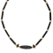 Κολιέ  από επιχρυσωμένο ανοξείδωτο ατσάλι (δεν μαυρίζει), με μαύρες πέτρες σωλήνα, χρυσές χάντρες και οβάλ μαύρη πέτρα, της Excite Fashion Jewellery. K-1741-01-06-105