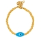 Χειροποίητο  βραχιόλι της Excite Fashion Jewellery, οβάλ γυάλινο γαλάζιο μάτι και χρυσές χάντρες, από επιχρυσωμένο ανοξείδωτο ατσάλι. B-1766-07