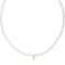 Κολιέ με πέρλες, κρεμαστό  στοιχείο  ρόμβος, με σμαραγδί ζιργκόν από επιχρυσωμένο ασήμι 925 της Excite Fashion Jewellery. K-24-G