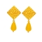 Χειροποίητα κρεμαστά σκουλαρίκια της Excite Fashion Jewellery, ανάγλυφο επίχρυσο μοτίφ, κίτρινη κρεμαστή σταγόνα,  από ανοξείδωτο ατσάλι. S-1763-16